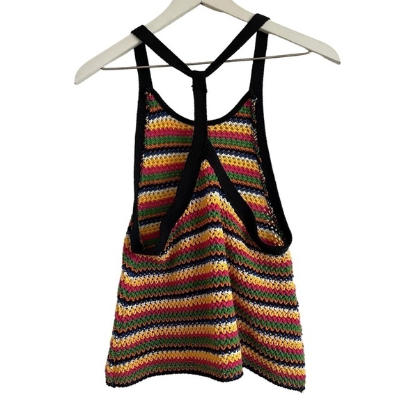 Zara Rainbow Knit 70s Style Racerback Tank Top, Size S - Picture 9 of 11
